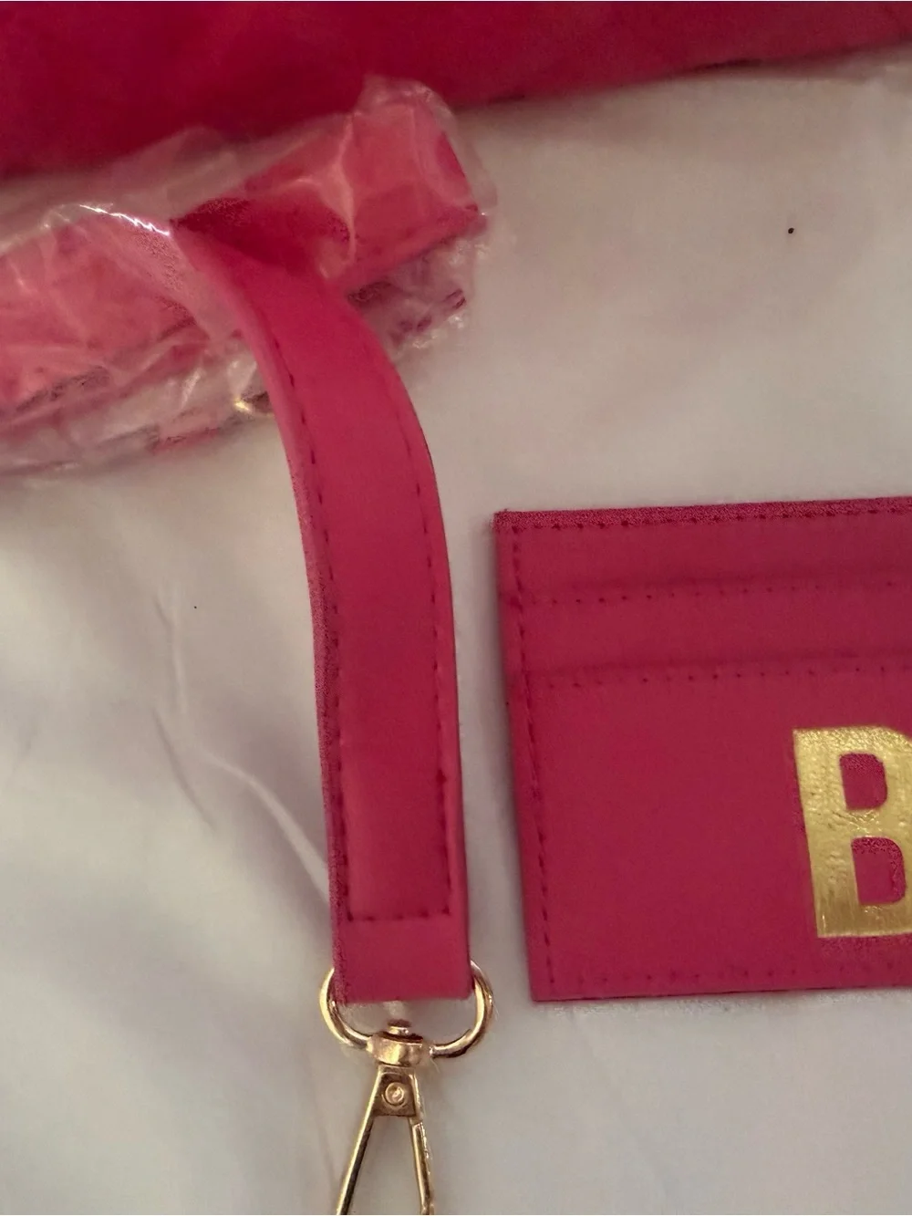 bebe Quilted Satchel in Hot Pink with Gold 'B' Hardware